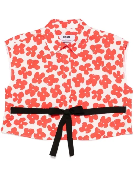 Cămașă Msgm cu model floral cu imagine alb