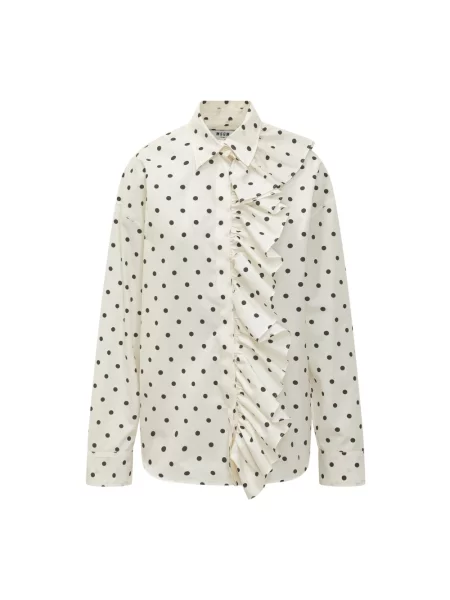 Koszula Msgm w grochy z falbankami biała