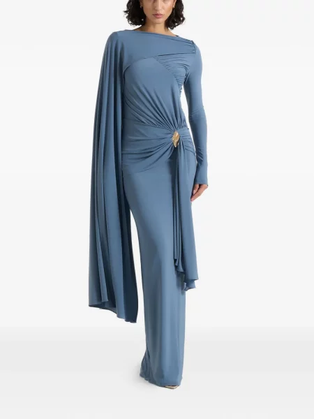Rochie maxi Manière De Voir cu volane drapată albastru