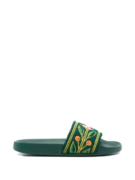 Papuci Casablanca cu model floral verde
