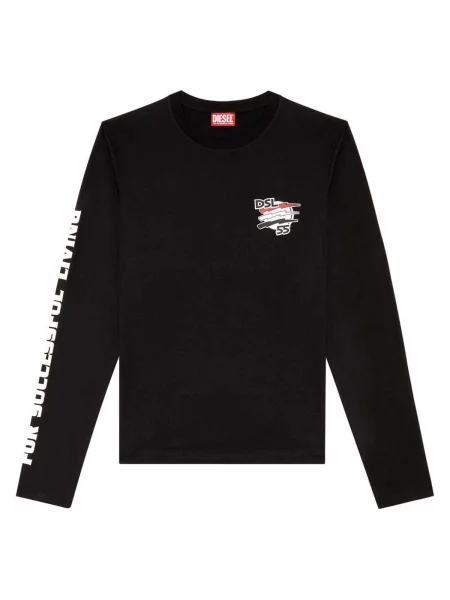 Pulover Diesel z dolgimi rokavi črna