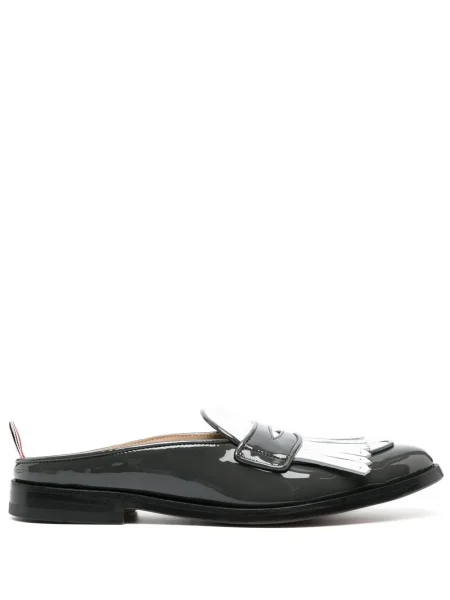 Pantofi loafer Thom Browne cu franjuri din piele gri