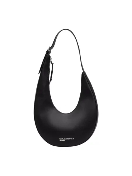 Torebka hobo Karl Lagerfeld Jeans skórzana czarna