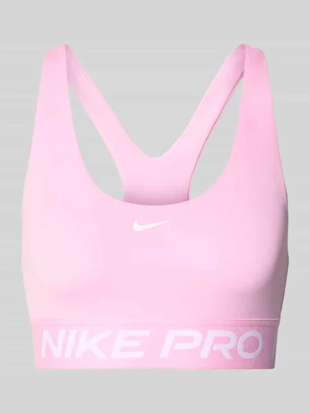 Biustonosz sportowy z pasem z logo Nike różowy