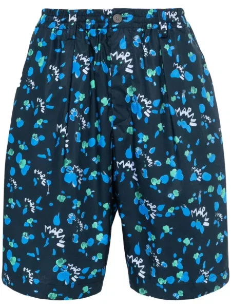 Pantaloni scurți Marni cu imagine cu imprimeu abstract albastru