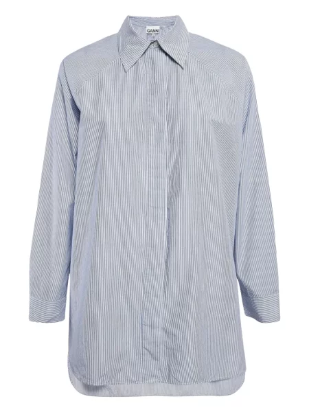 Cămașă Ganni cu dungi albastru