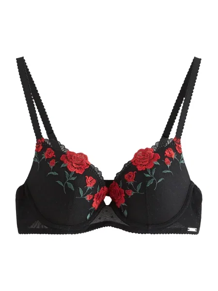 Lindex Sutien Malva Belle verde smarald / roșu negru
