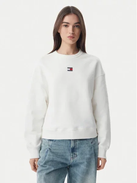 Tommy Jeans Pulóver Boxy Fit fehér