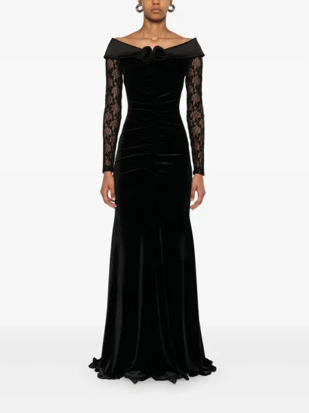 Rochie maxi Nissa de catifea de costum negru