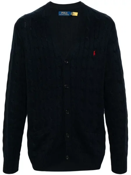 Cardigan Polo Ralph Lauren cu broderie tricotate albastru