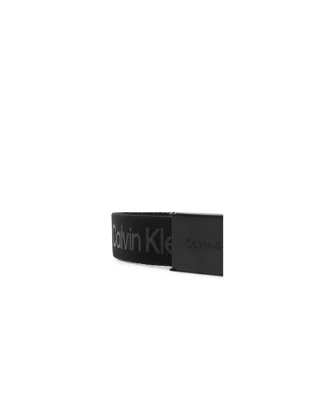 Calvin Klein Otroški pas Calvin Logo Canvas Belt črna
