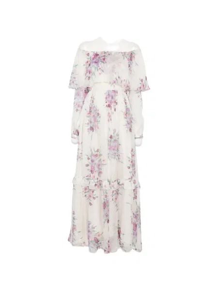 Rochie maxi Raquel Diniz cu model floral cu imagine alb