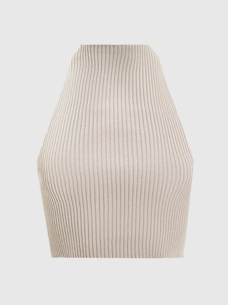 Укорочений топ з контрастною смужкою Ssheena бежевий