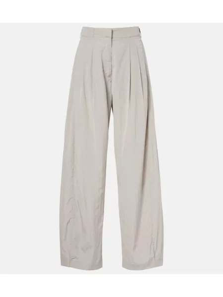 Pantaloni The Row de mătase plisate gri