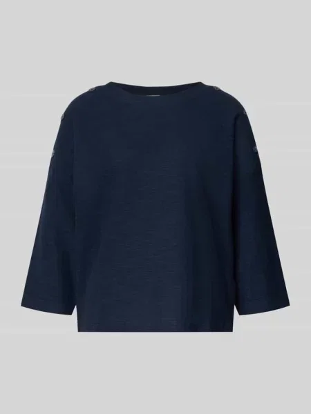 Koszulka o kroju loose fit z mieszanki bawełny z domieszką modalu Tom Tailor granatowa